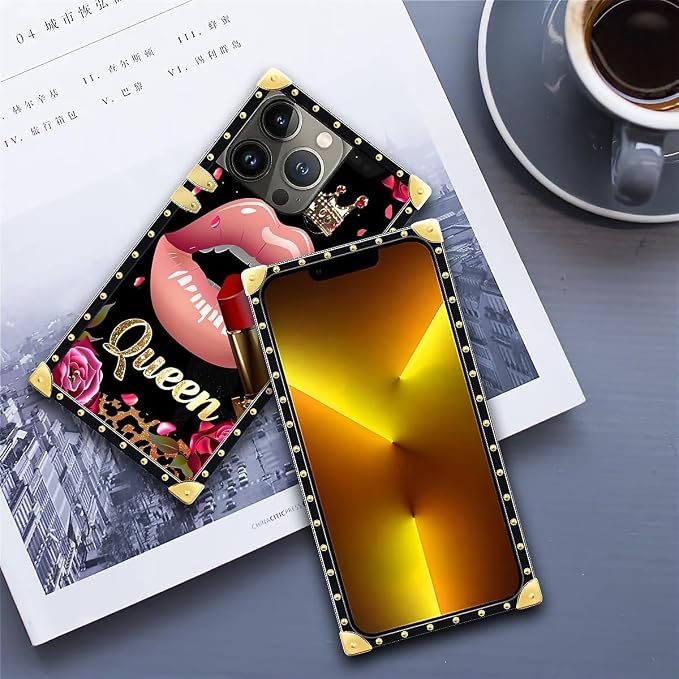 Compatible with iPhone 13 Pro Case, Glitter Red Rose Queen Leopard Lipstick - Image 6