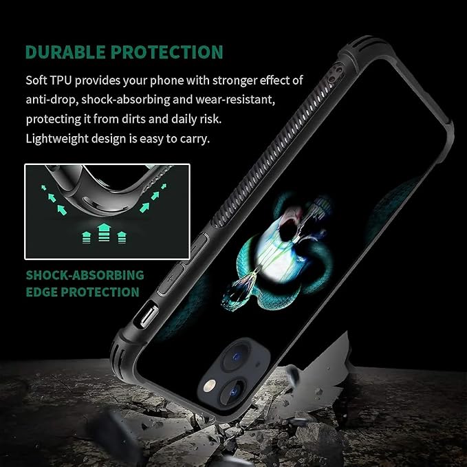 for iPhone 13 Mini Case, Skeleton Winding Snake Pattern Graphic Design Girl Boy - Image 2