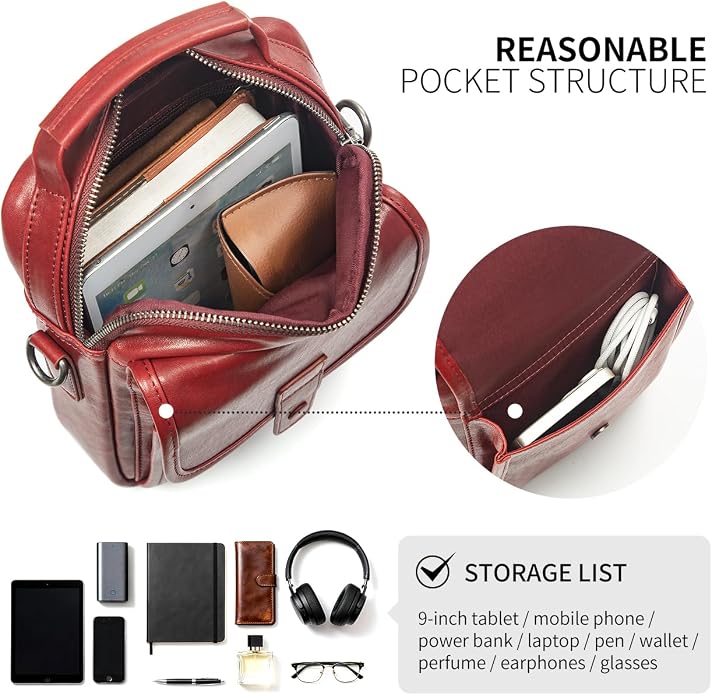 Augus Leather Small Messenger Bag - Image 5