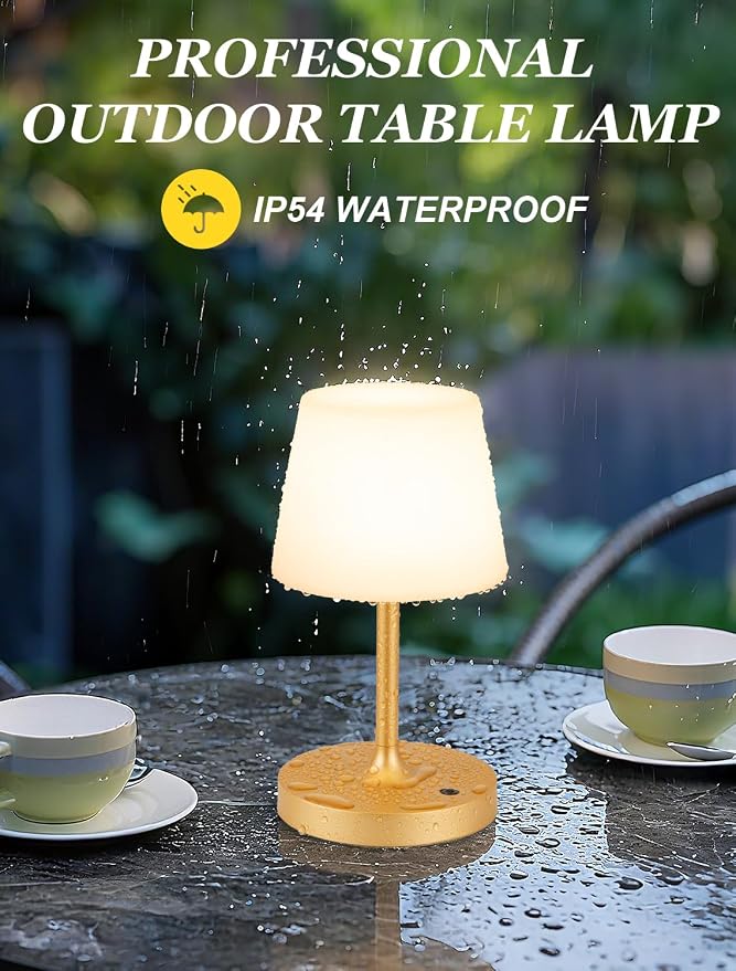 Kakanuo Gold Cordless Shower Lamp Waterproof, Rechargeable Cordless Lamp - Image 5