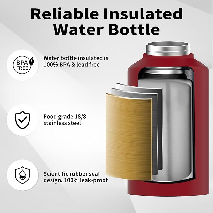 WATERSY 2/3 Gallon Water Bottle Insulated, BPA Free&Leak Proof, 87oz Stainless - Image 3