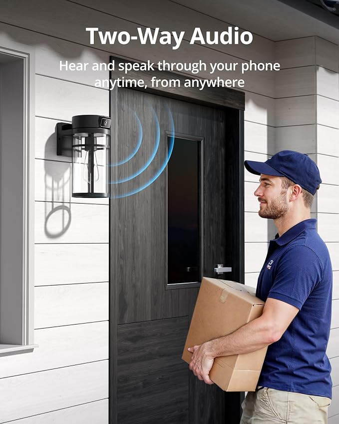 Outdoor Porch Light Security Camera, 2K HD Live View Wi-Fi Human Detection - Image 8