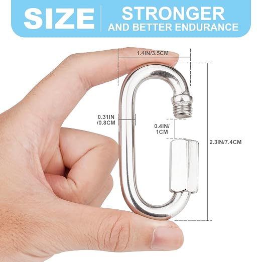4Pcs 3 Inch 304 Heavy Duty Stainless Steel Screw Chain Quick Links, High - Image 2