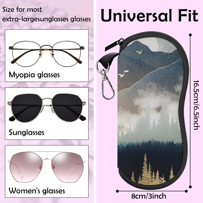 Glasses Case Sunglasses Eyeglass Soft Case Zipper Light Neoprene Pouch - Image 2
