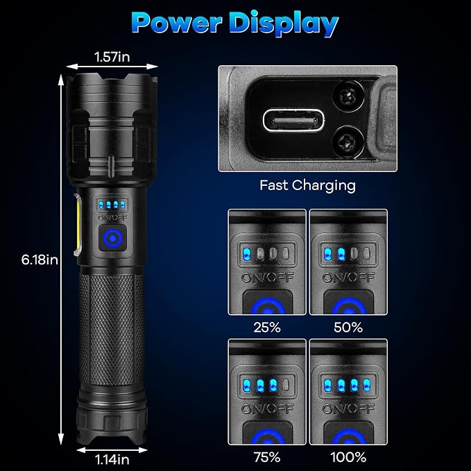 Rechargeable Flashlights 90, 000 High Lumens - Image 6