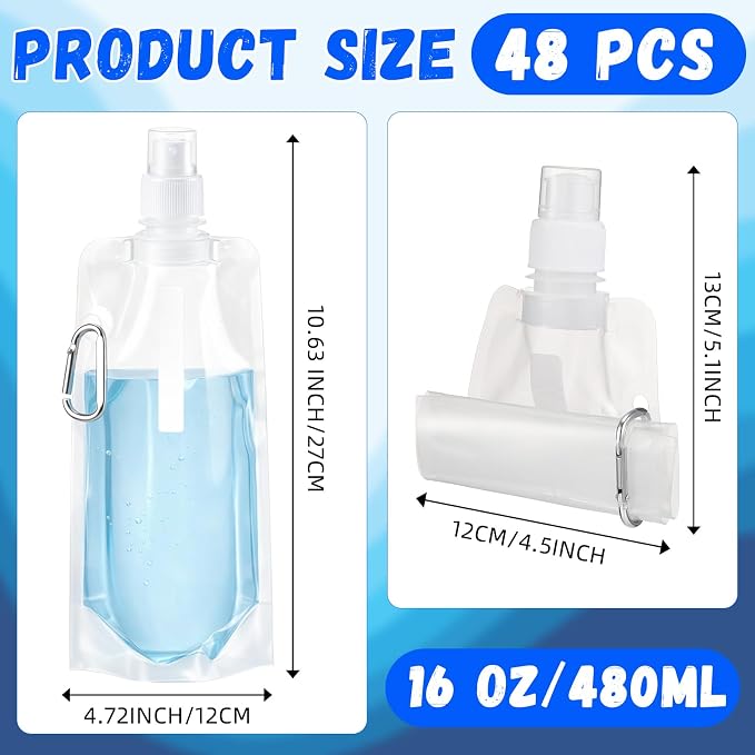 Teenyyou 48 Pack Collapsible Water Bottles Bulk 16oz Foldable Water Bottles - Image 2