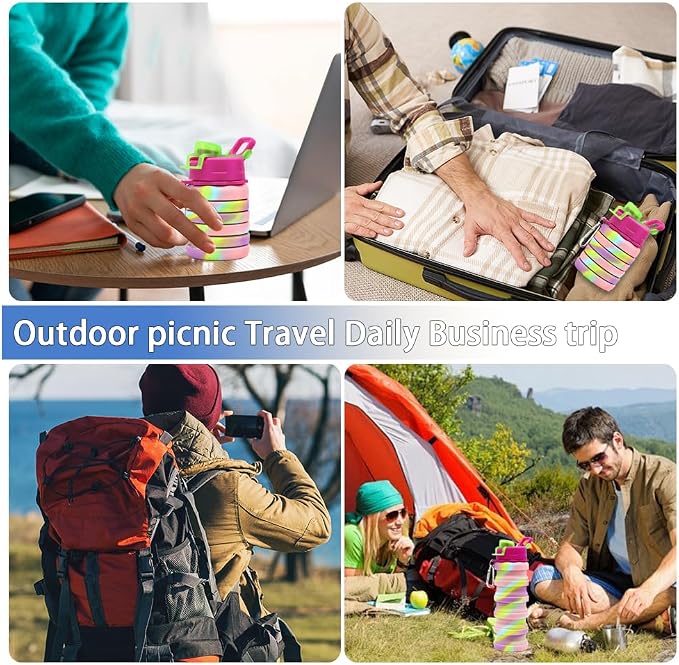 Silicone Collapsible Water Bottles, 16oz 500ml Portable Foldable Expandable - Image 7