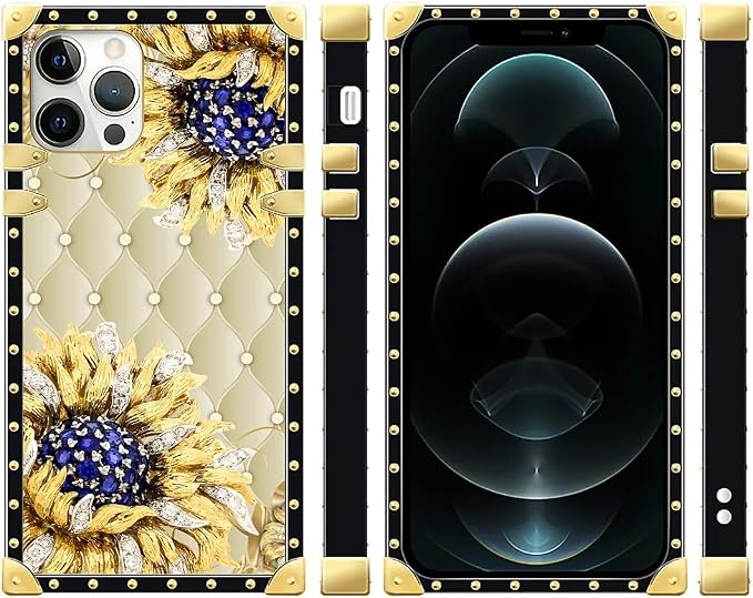 Compatible with iPhone 12 Pro Max Case, Sunflower Diamonds Leather Luxury - Image 2
