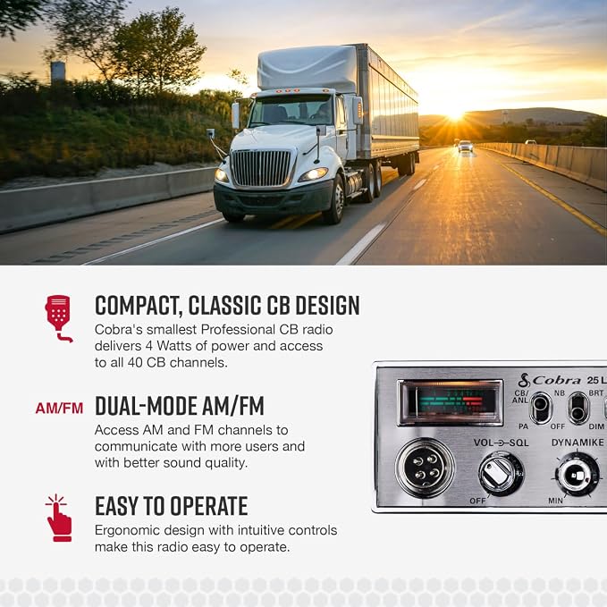 Cobra 25 LTD AM/FM Professional CB Radio – Compact, - Image 3