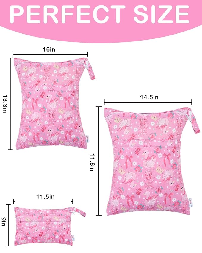 ALVABABY 3 pcs Cloth Diaper Wet Dry Bags Waterproof Reusable - Image 3
