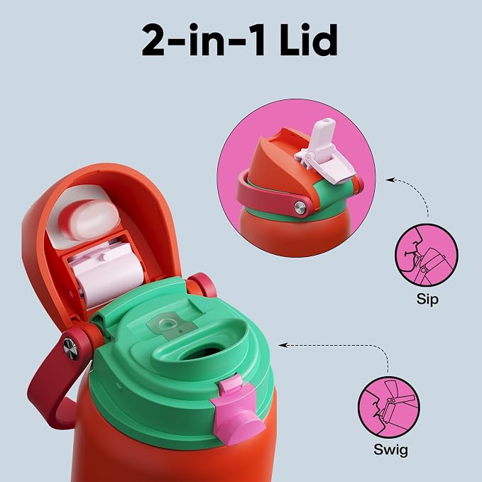 Insulated Water Bottle with Straw - Image 2