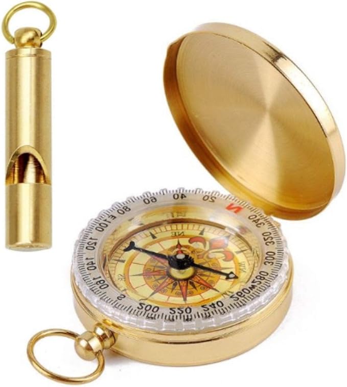 Brass Compass with Solid Brass Whistle by FUTURESTEPS