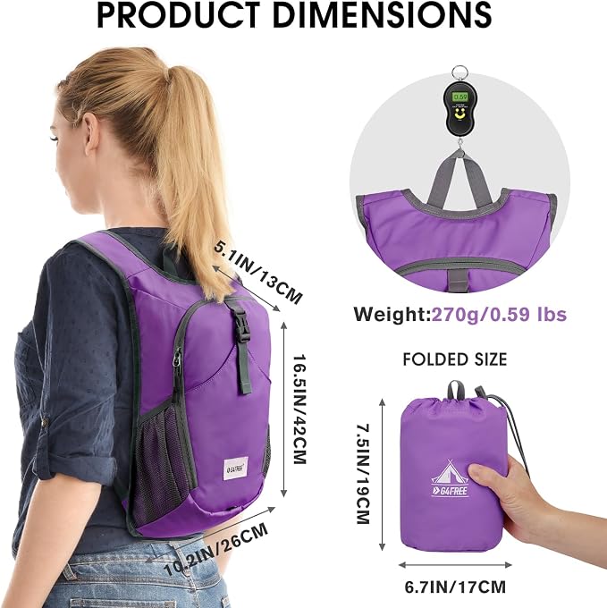 G4Free 10L Hiking Backpack, Lightweight Small Hiking Daypack Outdoor Travel - Image 3
