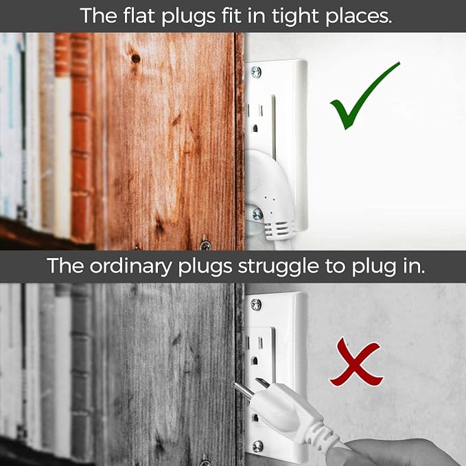FIRMERST 1875W 10 Feet Extension Cord Heavy Duty Low Profile White 15A - Image 4