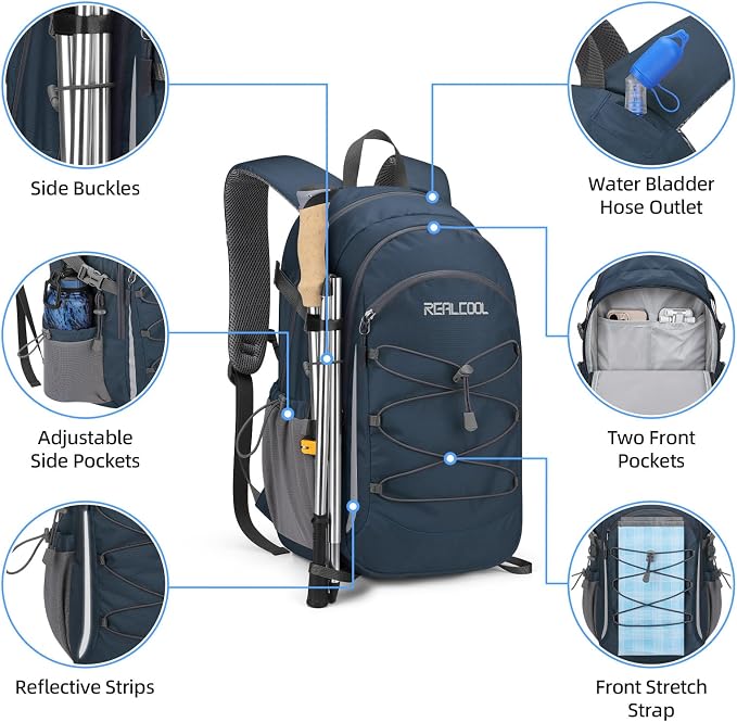 RealCool Hiking Backpack for Men Women, 30L Lightweight Waterproof Travel - Image 3