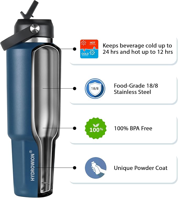HYDROWION 40 oz Insulated Water Bottle, Car Water Bottle Holder - Image 5