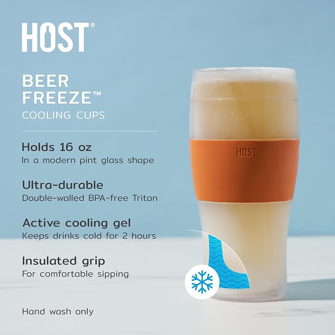 Host FREEZE Beer Glasses, Frozen Brew Mugs, Freezable Pint Glass Set, Insulated - Image 2