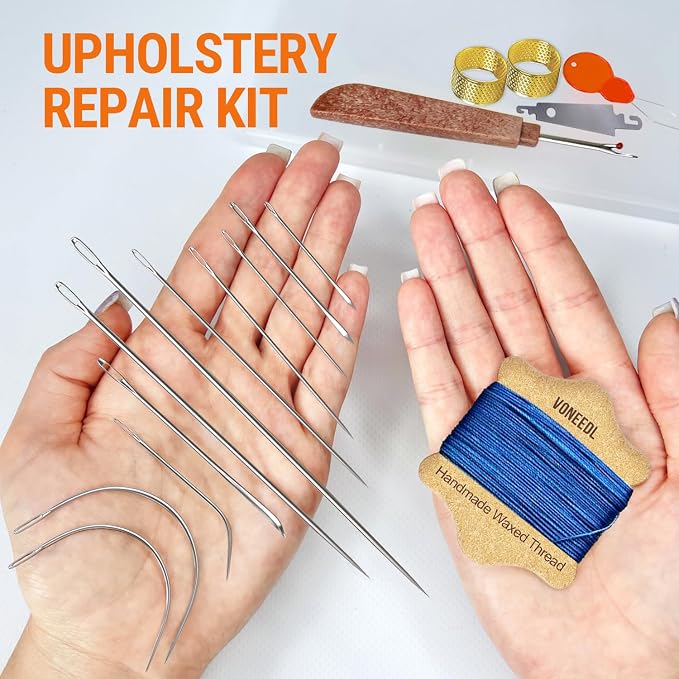 Upholstery Repair Kit: Waxed Sewing Thread & Heavy Duty Needles - Image 2