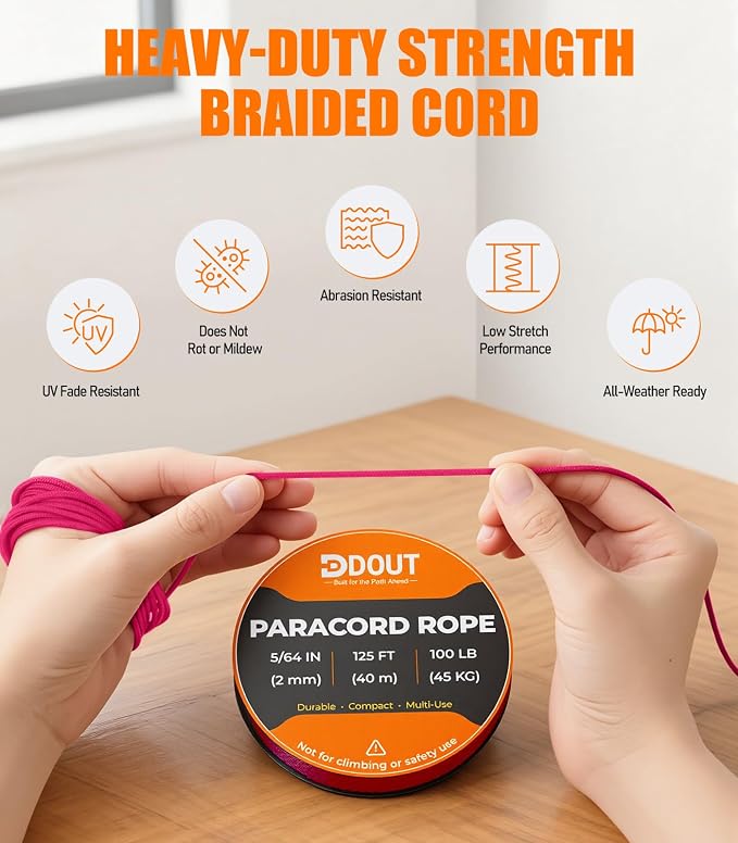 DDOUT 2mm Paracord 100lb, Thin Micro Paracord Rope, DIY Projects, Camping & - Image 3