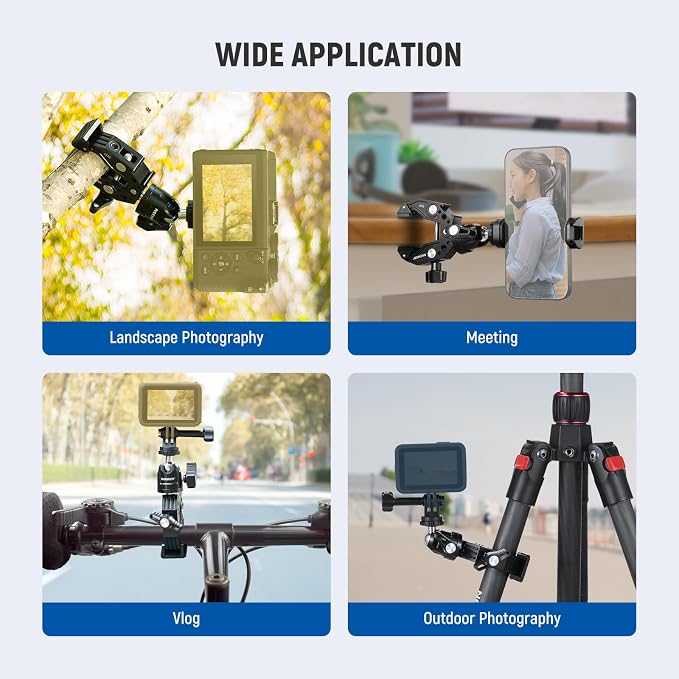 Neewer Super Clamp with Ballhead, Cold Shoe, Phone Holder and Action Camera - Image 7