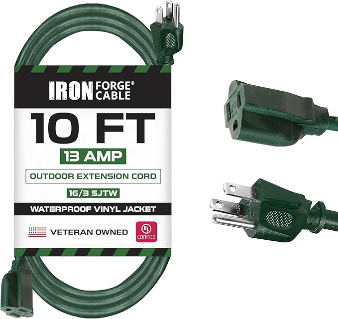 Iron Forge Cable Weatherproof 10 Ft Outdoor Extension Cord by IronForgeCable