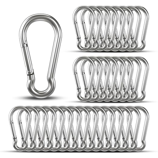 Small Carabiner Clip Hooks, Galvanized Iron Spring Snap Hook Fits Camping Hiking by KINLINK