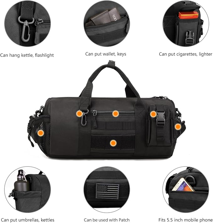 ArcEnCiel Small Tactical Duffle Bag Men Gym Pack Military Molle Shoulder Bags - Image 4