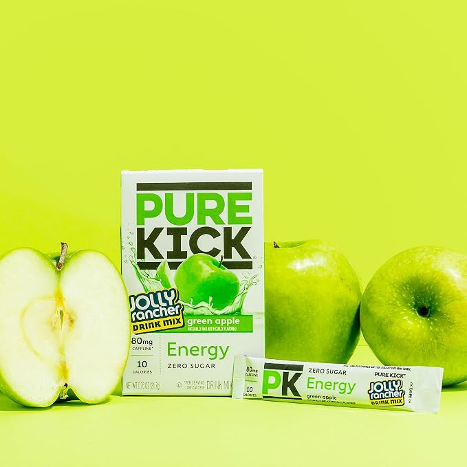 PURE KICK Energy Singles To Go Drink Mix, Jolly Rancher Green Apple, Includes - Image 5