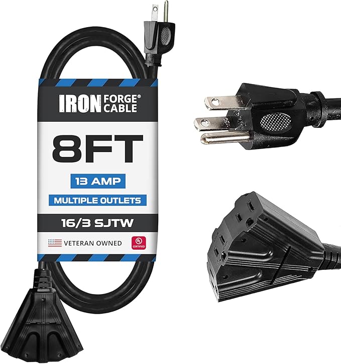 Iron Forge Cable 8 Ft Black Extension Cord by IronForgeCable