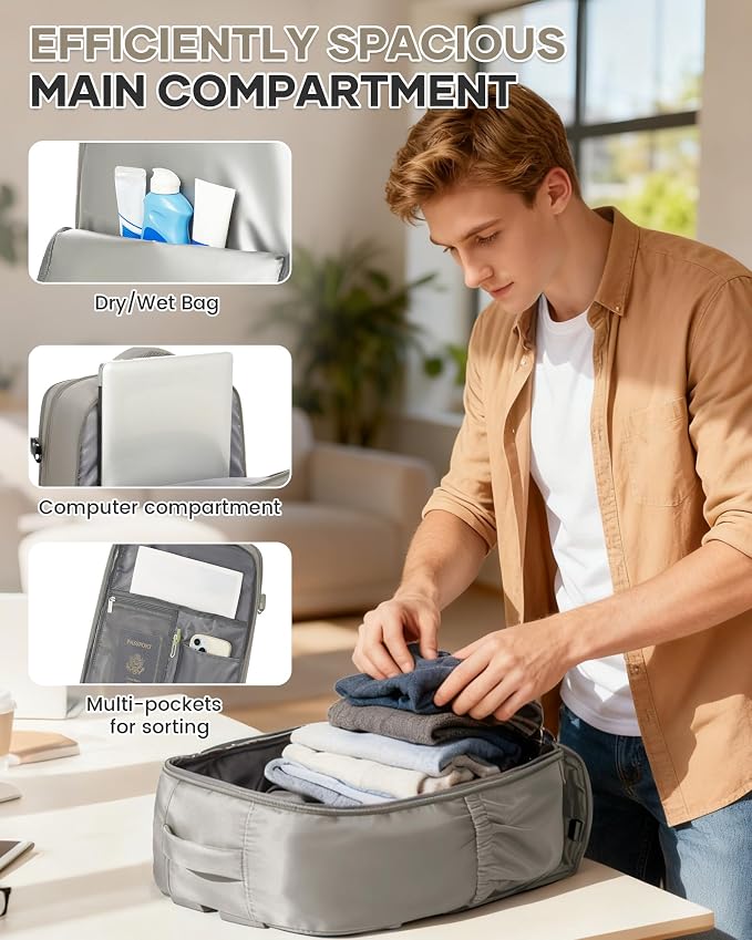 WONHOX Large Travel Backpack Carry on Flight Approved Laptop Work Business - Image 6