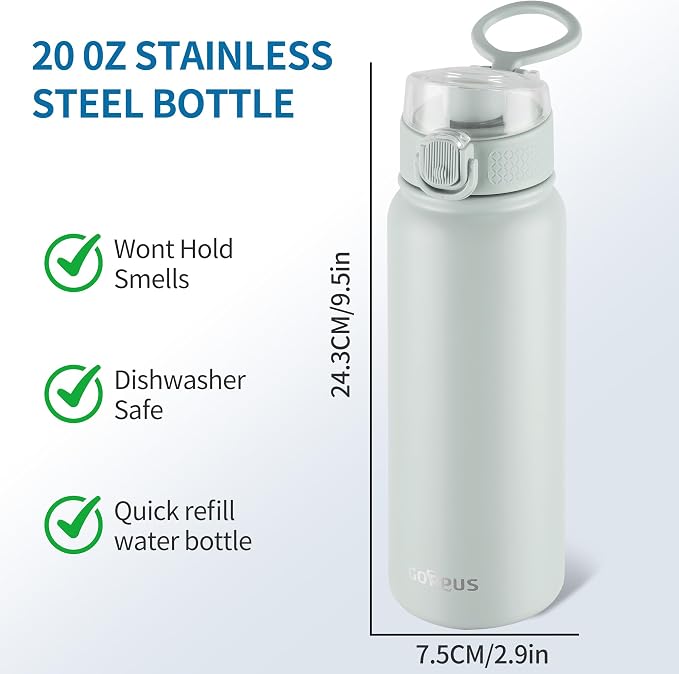 GOPPUS Insulated Water Bottle 20oz Stainless Steel BPA-Free Sports Bottle Ideal - Image 6