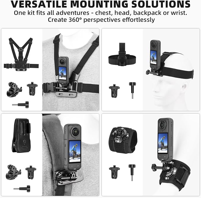 BRDRC Accessories Kit for Insta 360 X5 X4 Air, Chest Mount Head Strap Harness - Image 2
