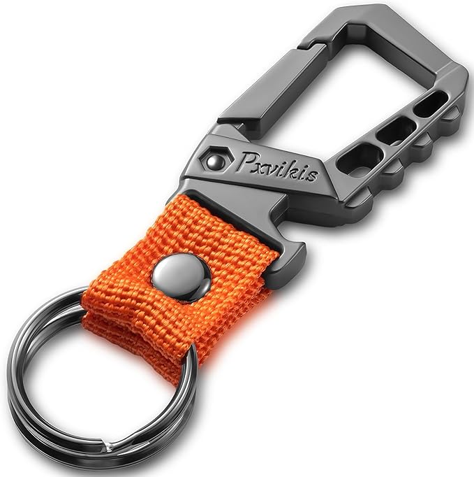 Metal heavy duty key chain carabiner clip bottle opener wrist lanyard ring car by Unknown