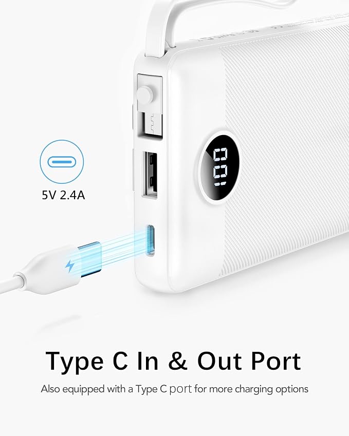 VRURC Portable Charger Power Bank, USB C Battery Pack 10000mAh, 5 Outputs 2 - Image 3