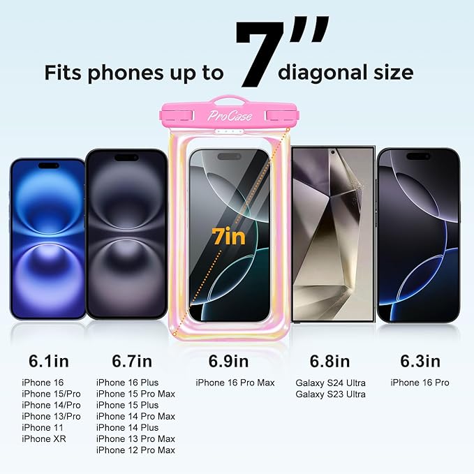 ProCase 2 Pack Floating Waterproof Phone Pouch IPX8, Universal Dry Bag Fits - Image 5