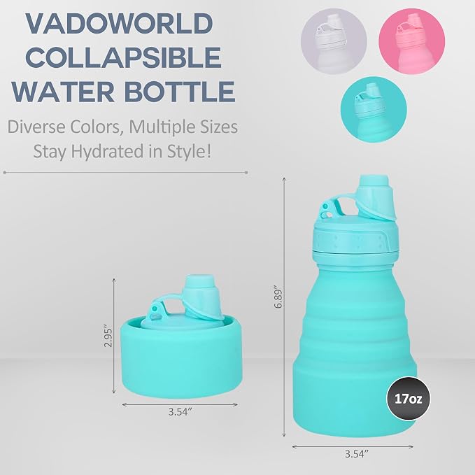 Collapsible Water Bottles 17oz, Odorless BPA-Free Silicone, Leak-Proof Foldable - Image 2