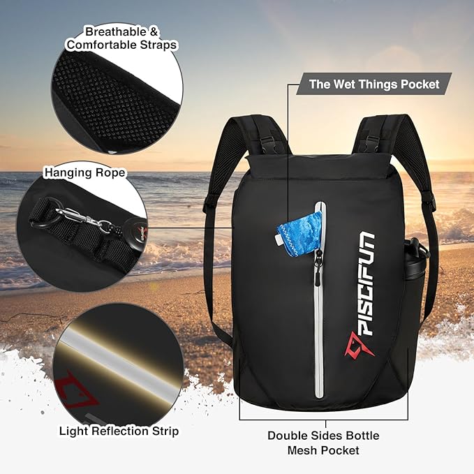 Piscifun Dry Bag Waterproof, Lightweight Dry Backpack Roll-Top Sealed - Image 3