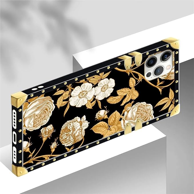 Compatible with iPhone 12 12 Pro Case, Blooming Rose Golden Flower Luxury - Image 4