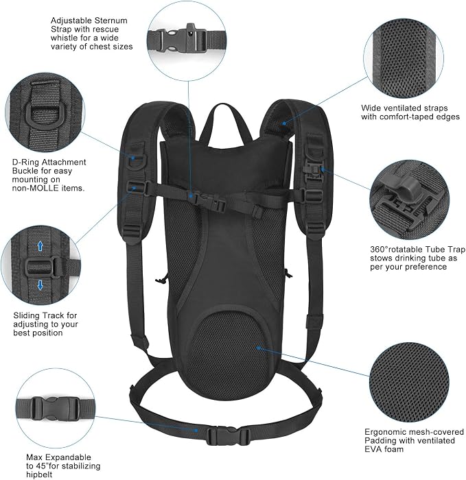 Unigear Tactical Hydration Packs Backpack 1050D - Image 3