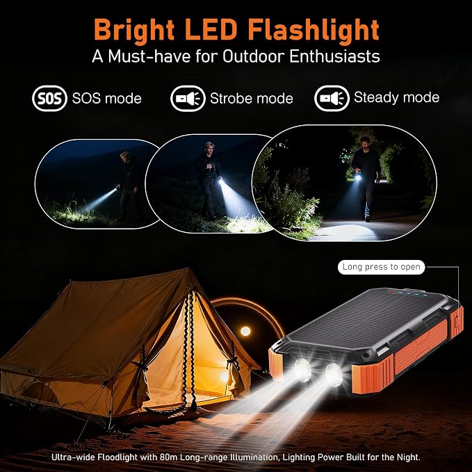 ERRBBIC Solar Charger Power Bank 49800mAh, 22.5W Portable Charger, 15W Wireless - Image 4