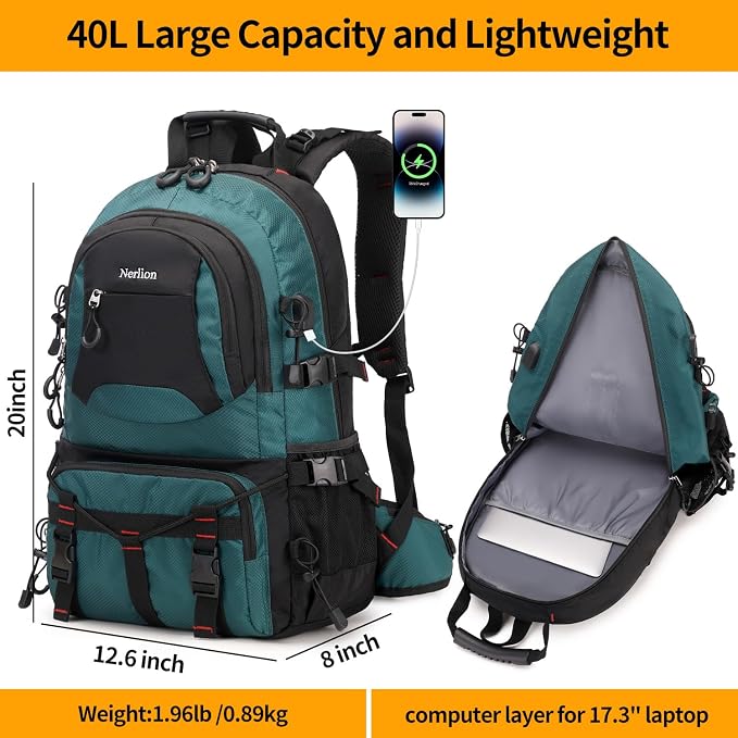 Nerlion 40L Hiking Backpack Travel Backpack - Image 5