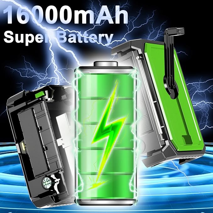 16000mAh Hand Crank Emergency Weather Radio - Image 3