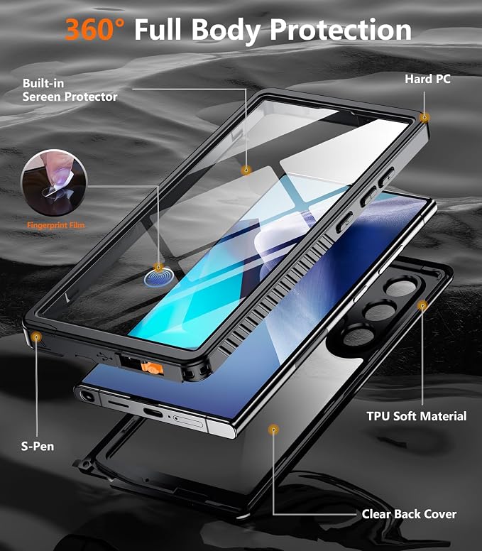 Temdan Designed for Samsung Galaxy S24 Ultra Case, Waterproof Built-in Lens & - Image 5
