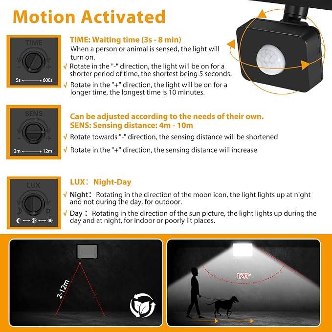 YANYCN 2 Pack 150W LED Motion Sensor Flood Light, 5000K Daylight, IP66 - Image 4