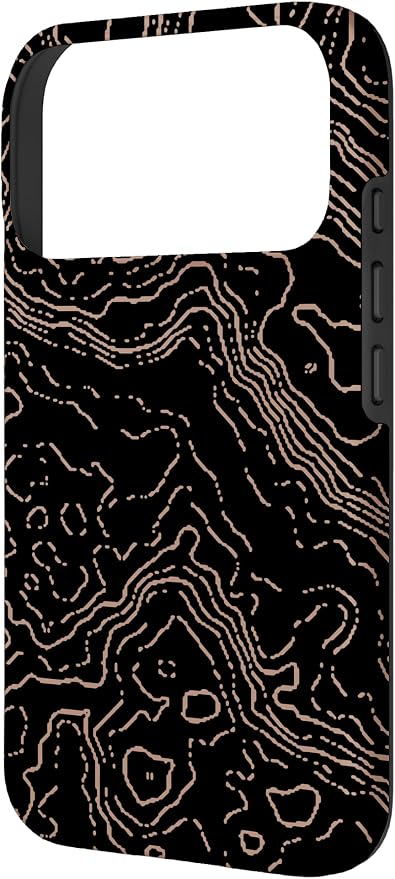Topography Black & Brown Abstract Pattern Topographic Map Case - Image 2
