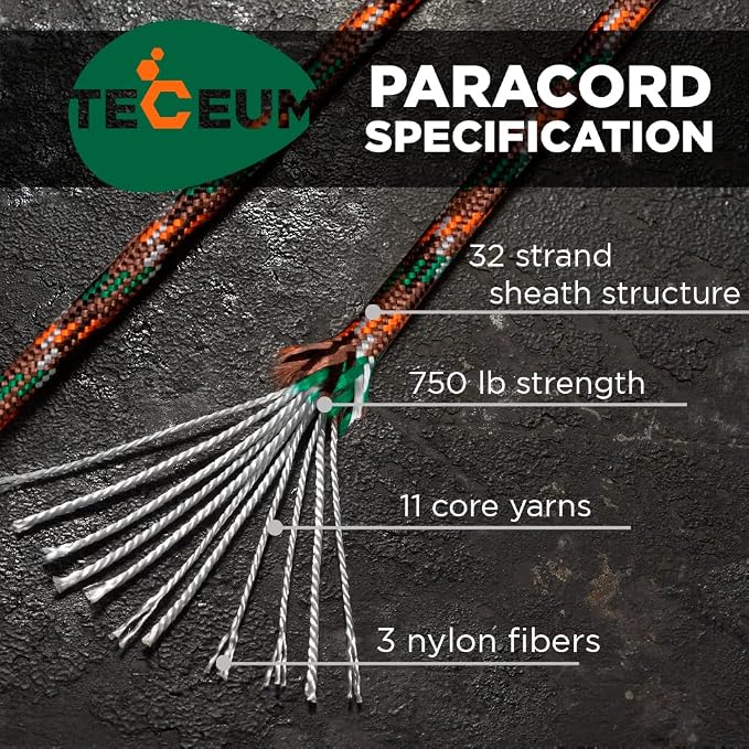 TECEUM 5/32" Paracord Rope 1000 – 1000ft / 200ft / 100ft / 50ft – Tactical - Image 2