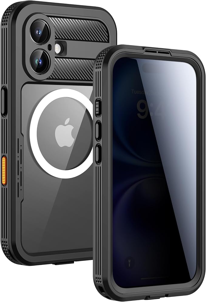 Lanhiem Magnetic for iPhone 16 Waterproof Case, Built-in Privacy Screen by LanhiemHome