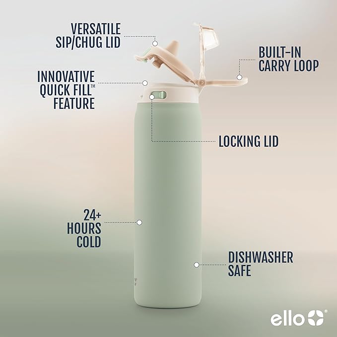 Ello Pop & Fill 22oz Stainless Steel Water Bottle - Image 3