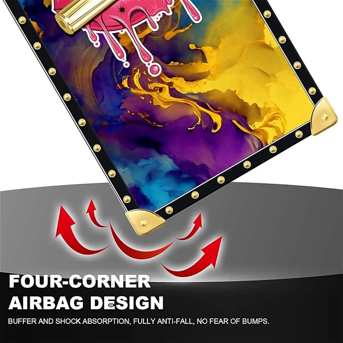 Compatible with iPhone Xs Max Case, Cool Corlorful Lip Marble Luxury Golden - Image 6
