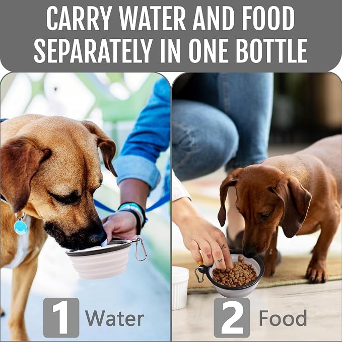 Dog Travel Water Bottle W/Collapsible Bowls - Image 4